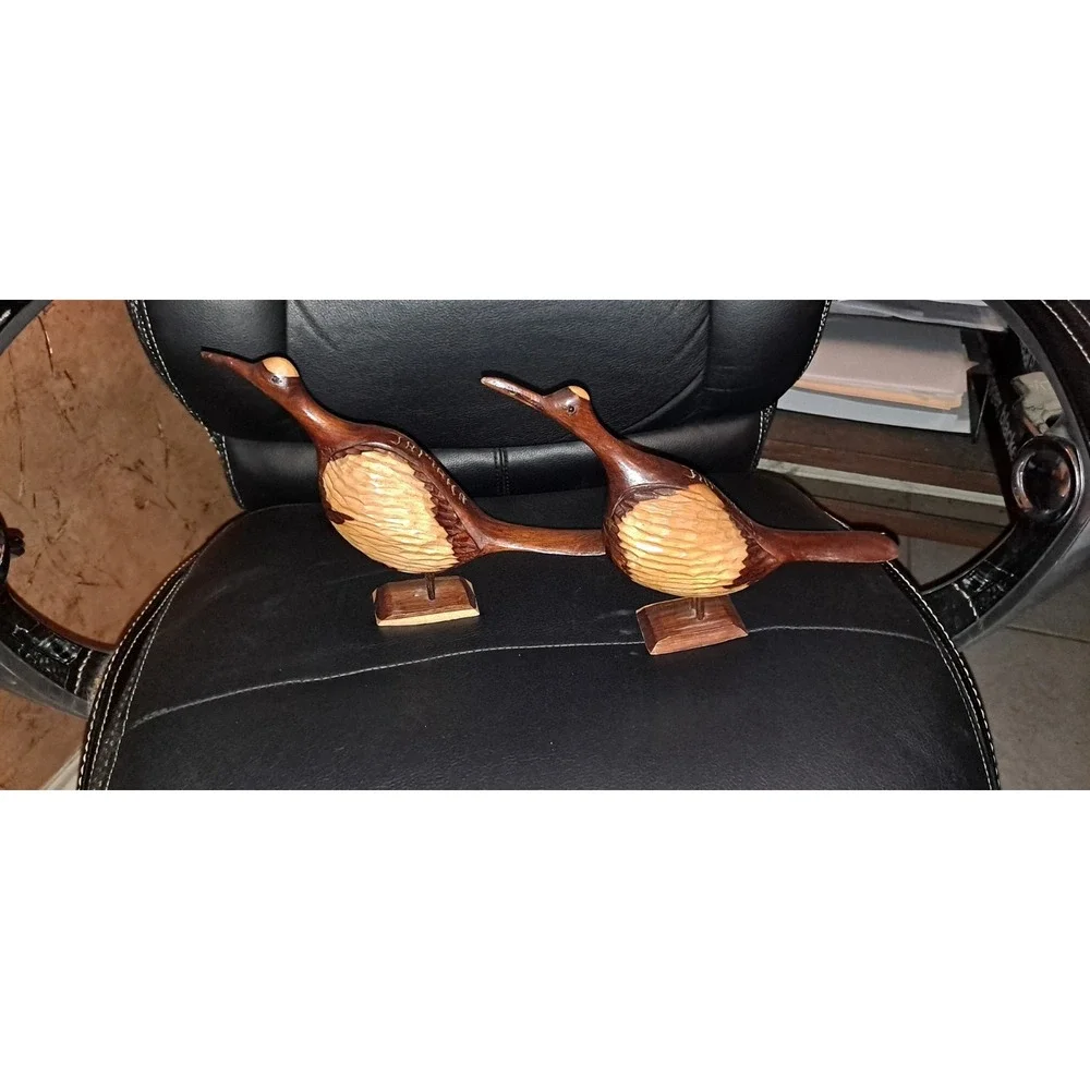 2 Wood Hand Carved Birds Waterfowl‎ American Bittern Jamaica